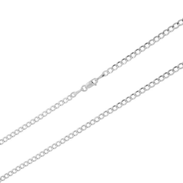 2.6MM 14K SOLID WHITE GOLD ITALIAN CUBAN CHAIN NECKLACE LOBSTER CLASP 16"-24" 